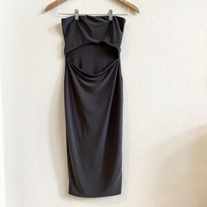 Akira Black Label Womens Strapless Dress‎ Mini Black Open Midriff Tulip S